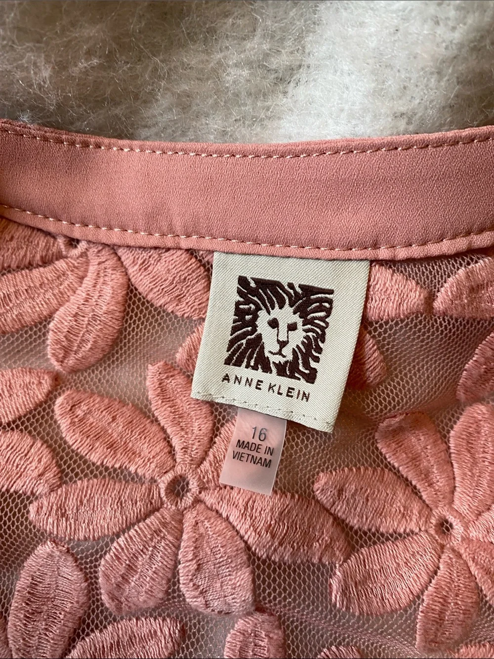 Anne Klein Women’s Pink PEACHY Floral Lace Open-Front Jacket Size 16 NWT - Picture 5 of 10